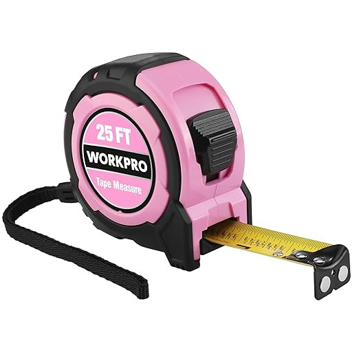 WORKPRO 25FT Pink Tape Measure, 1/8 Fractions Easy Read Measuring Tape, Retractable Nylon Coating... | Amazon (US)