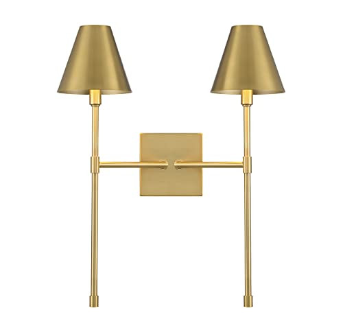 Savoy House 9-5202-2-322 Jefferson Vintage Traditional Metal Wall Sconce, 2-Light 120 Total Watts, 20" H x 16" W, Warm Brass | Amazon (US)