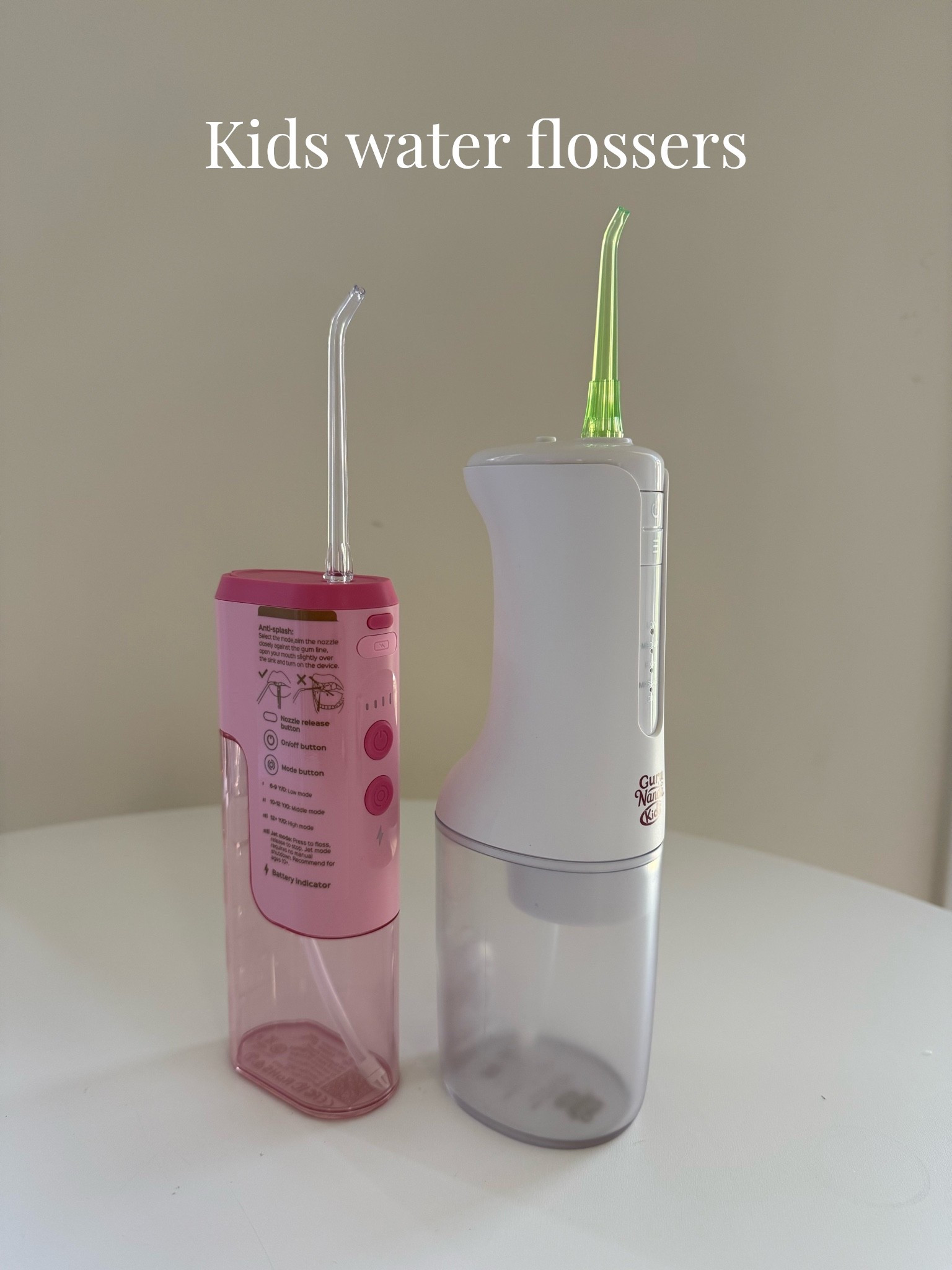 I got the kids their own water flossers just like mine—but in kid-friendly versions! 🦷💦 They make flossing easier, more fun, and help clean those tricky spots between their teeth that brushing can miss.