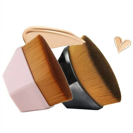 BloomingBoom 2pcs Makeup Brush for Foundation Base Flat Top Kabuki Brushes for Cream Powder liquid Black + Pink | Walmart (US)