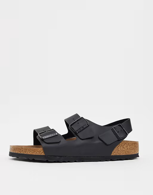 Birkenstock Milano Vegan sandals In black exclusive at ASOS | ASOS (Global)