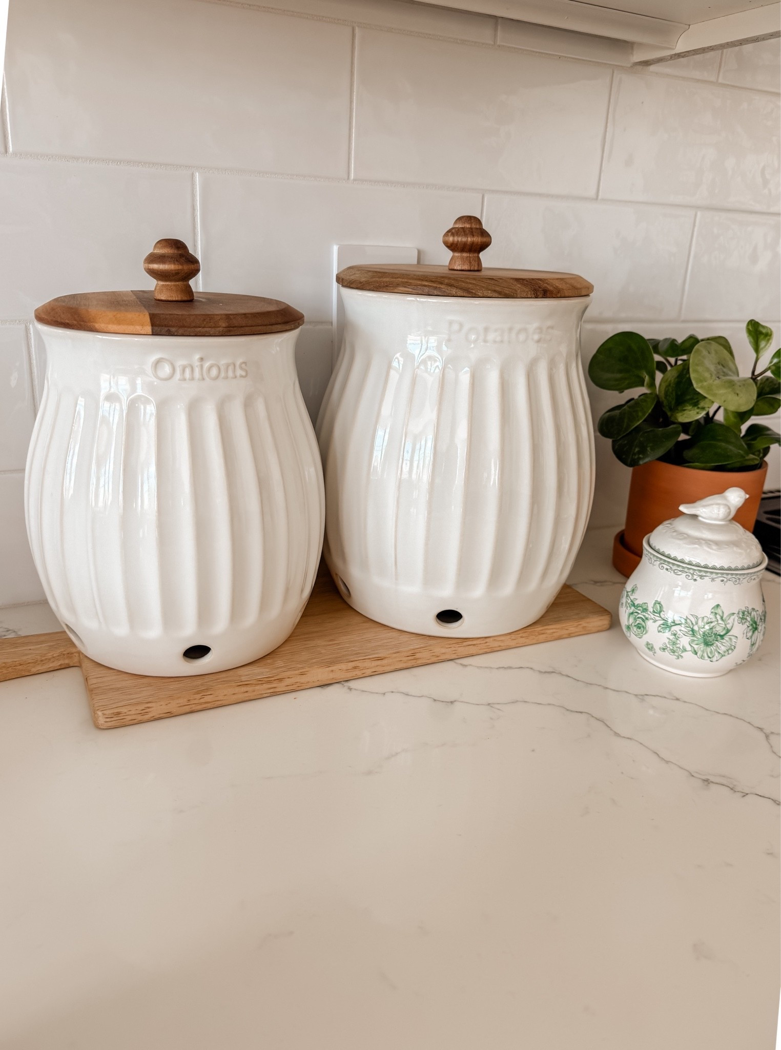 Loving these stoneware potato and onion keepers from Walmart. Much bigger than I expected.