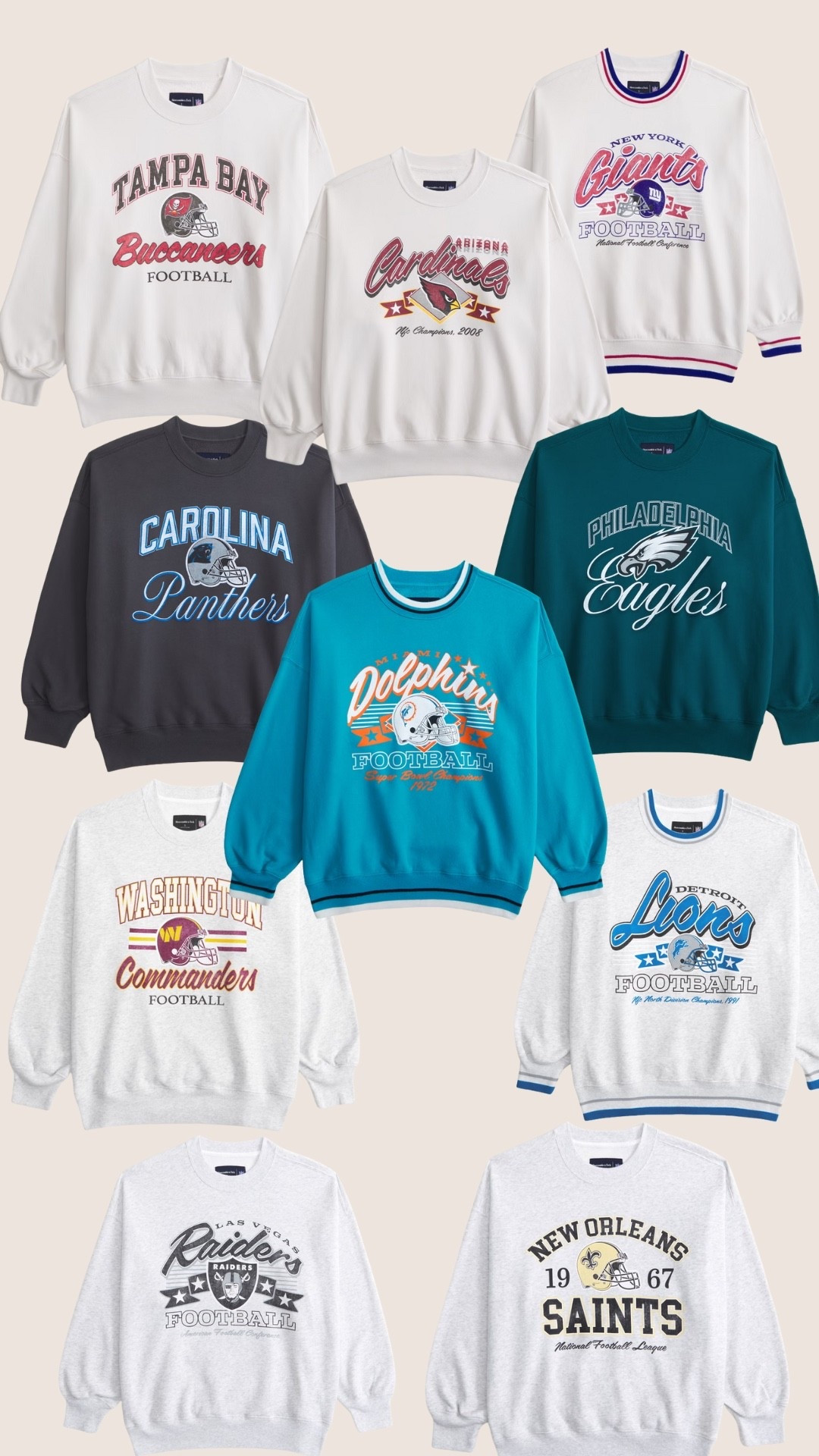 Football crew neck 
NFL sweatshirts 
Vintage crew neck sweatshirt 