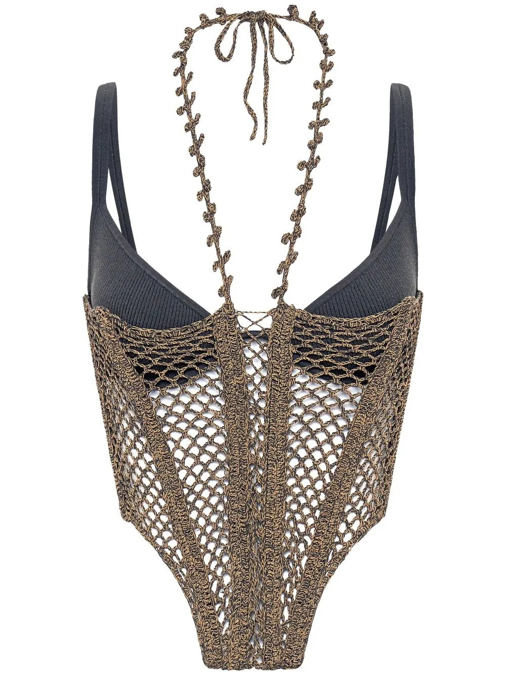 crochet layered corset top | Farfetch Global