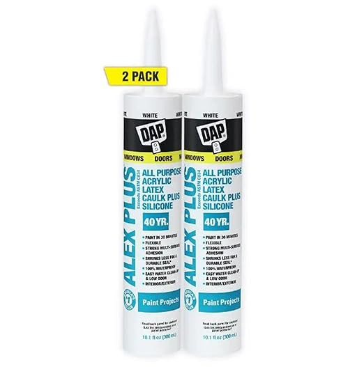 DAP INC 18152/11440 10.1oz White Alex Plus Acrylic Latex Caulk with Silicone, 2 Pack | Amazon (US)