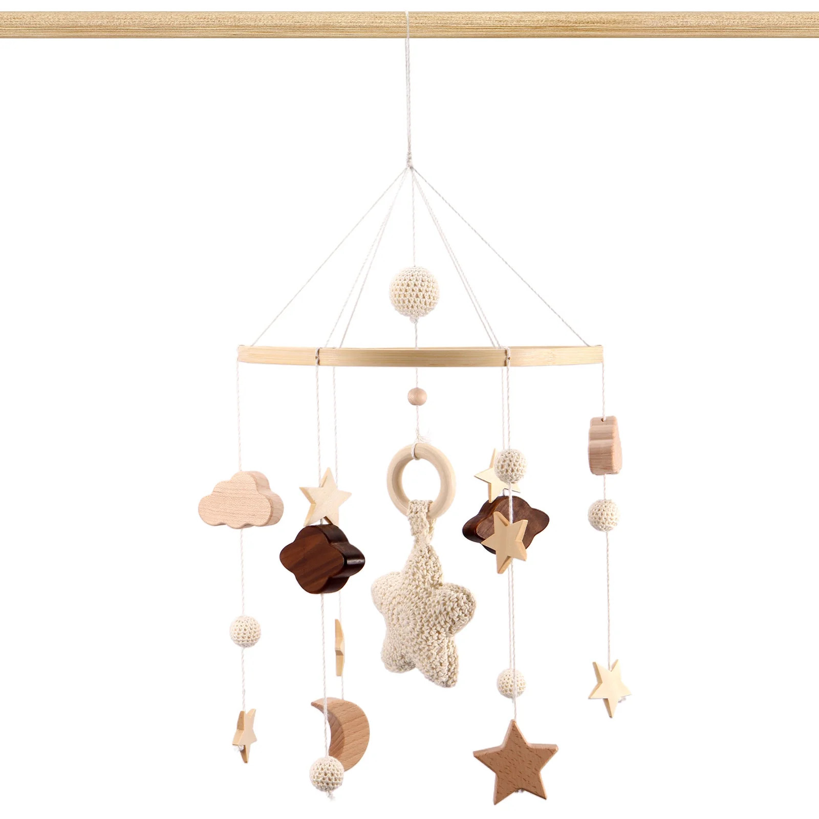 MLfire Baby Crib Mobile Boho Wooden Nursery Baby Mobile Toy Hanging Crib Ceiling Mobile Star Moon... | Walmart (US)