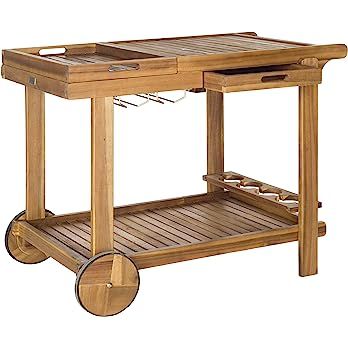Safavieh -Outdoor Collection Orland Natural Wood Tea Trolley Cart | Amazon (US)