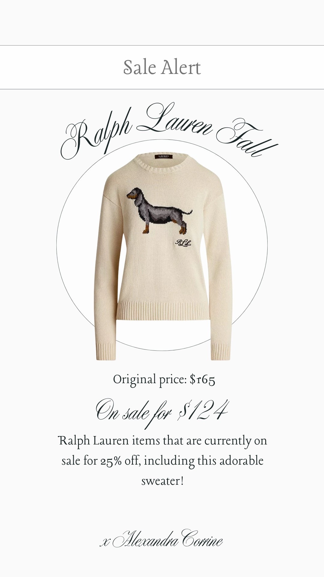 Ralph Lauren on sale 🤍

Sale alert, discount, Ralph Lauren, fall fashion, fall outfit inspo, fall sale, autumn, sweater, daschund, viral, soft luxury aesthetic, chic fall finds

#LTKSeasonal #LTKFallSale #LTKSaleAlert