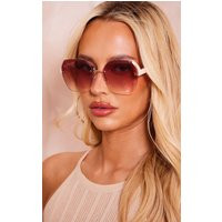 Beige Oversized Square Lens Sunglasses | PrettyLittleThing US
