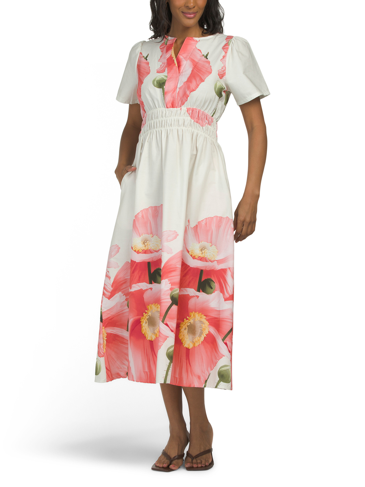 Made In Italy Short Sleeve Printed Midi Dress | TJ Maxx