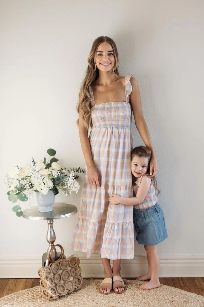 Singing Solo Multi Plaid Smocked Bust Maxi Dress | Pink Lily