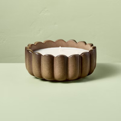 6 Wick Ceramic Scalloped Rim Harvest Chestnut Jar Candle Brown 42oz - Hearth & Hand™ with Magno... | Target