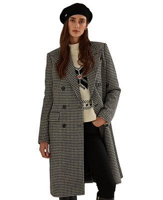 Lauren Ralph Lauren Houndstooth Double-Breasted Coat & Reviews - Jackets & Blazers - Women - Macy... | Macys (US)