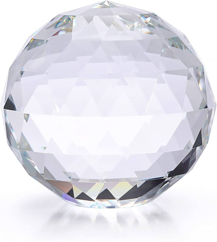 OwnMy 80MM Clear Crystal Suncatcher Ball Sparkle Crystal Suncatcher Prism Rainbow Makers Sphere, Faceted Crystal Glass Globe Paperweight Crystal Sphere Window Suncatcher Gazing Ball for Garden Decor | Amazon (US)