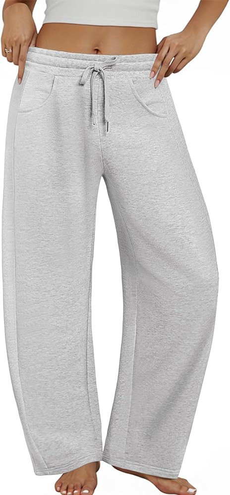 Women’s Barrel Sweatpants Wide Leg Lounge Sweat Pants with Pockets Drawstring Elastic Waisted B... | Amazon (US)