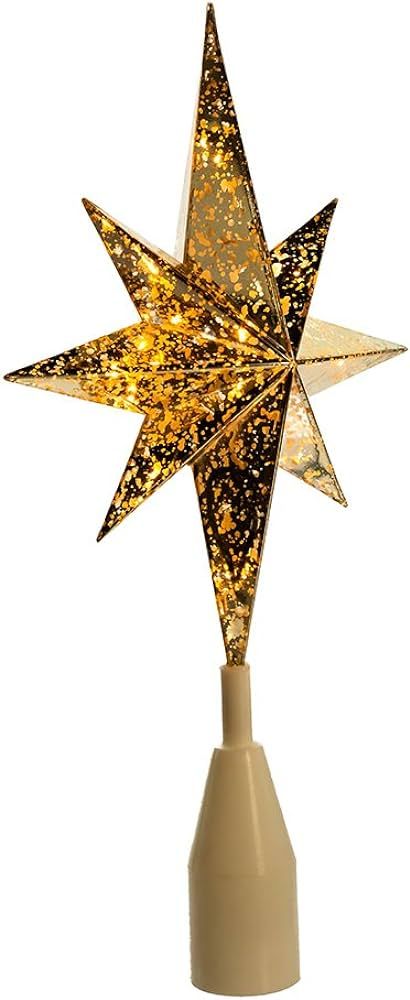 Kurt Adler UL 10-Light Gold Bethlehem Star Treetop, Golden | Amazon (US)