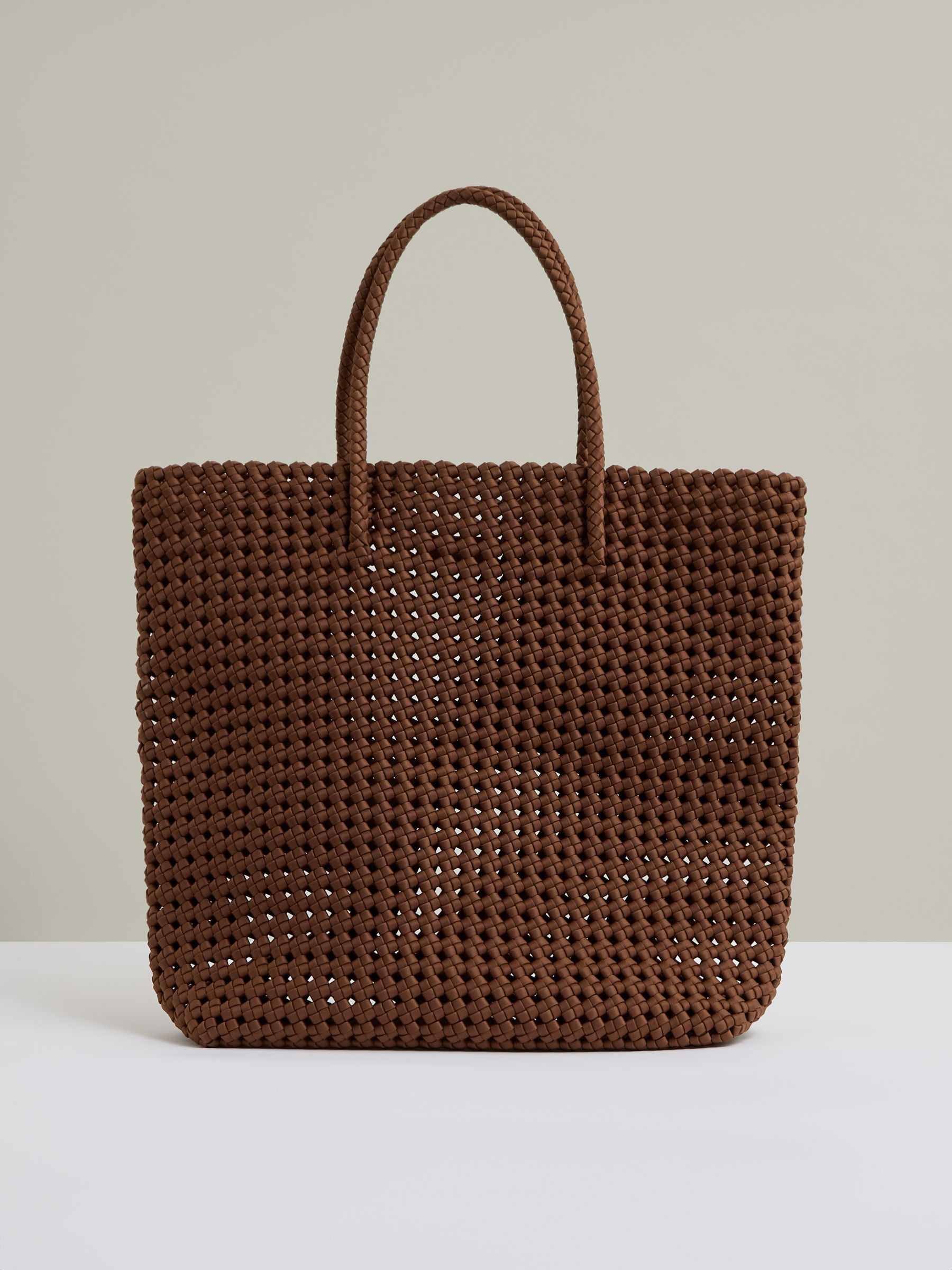 Woven Neoprene Tote Bag in Tan | Reiss UK