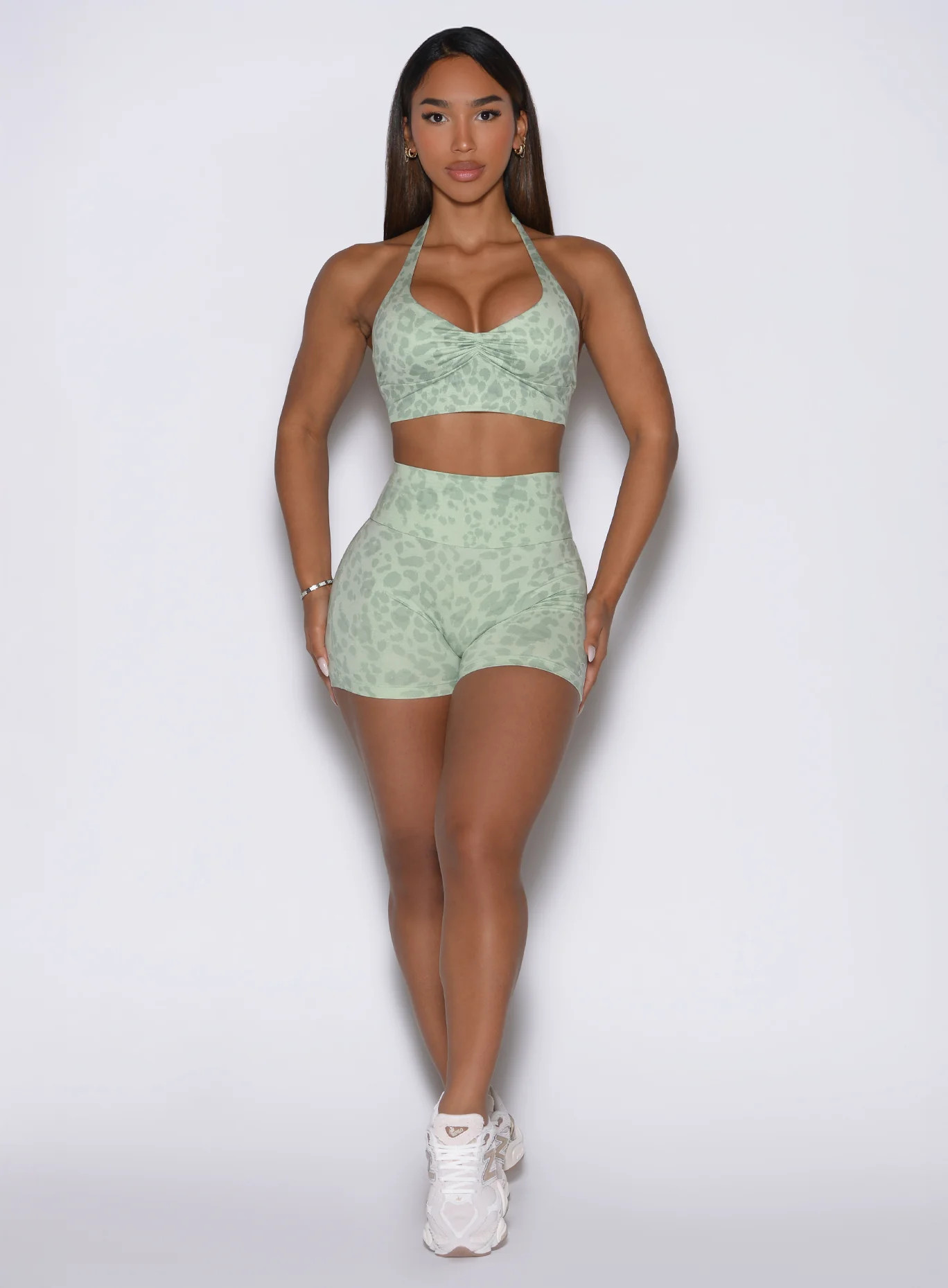 Flexfit Shorts | Cool Matcha Leopard | Bombshell Sportswear | Bombshell Sportswear