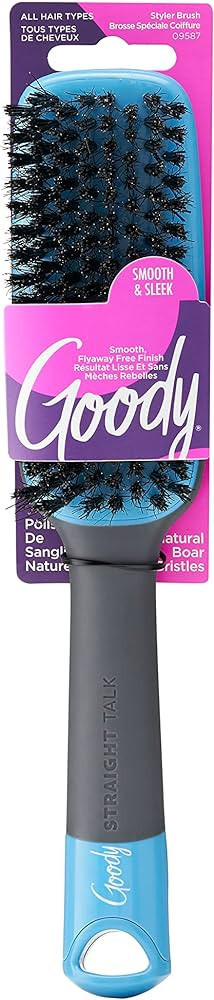 Goody Straight Talk Boar Bristle Hair Brush Gray and Blue 1 Ct | Amazon (US)