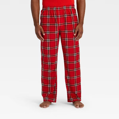 Men's Plaid Microfleece Holiday Matching Family Pajama Pants - Wondershop™ Red XXL | Target