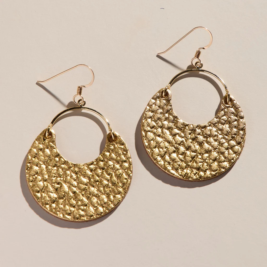 Hammered Gold Ninas | Nickel and Suede