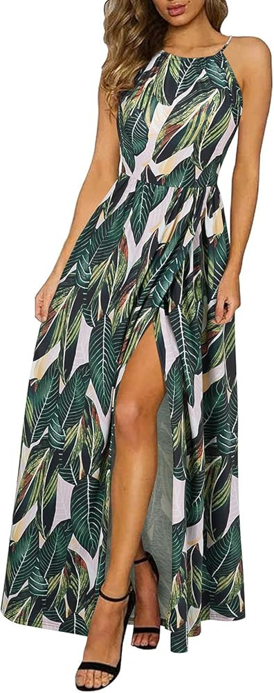 KILIG Women's Summer Floral Beach Flowy Split Maxi Long Dresses | Amazon (US)