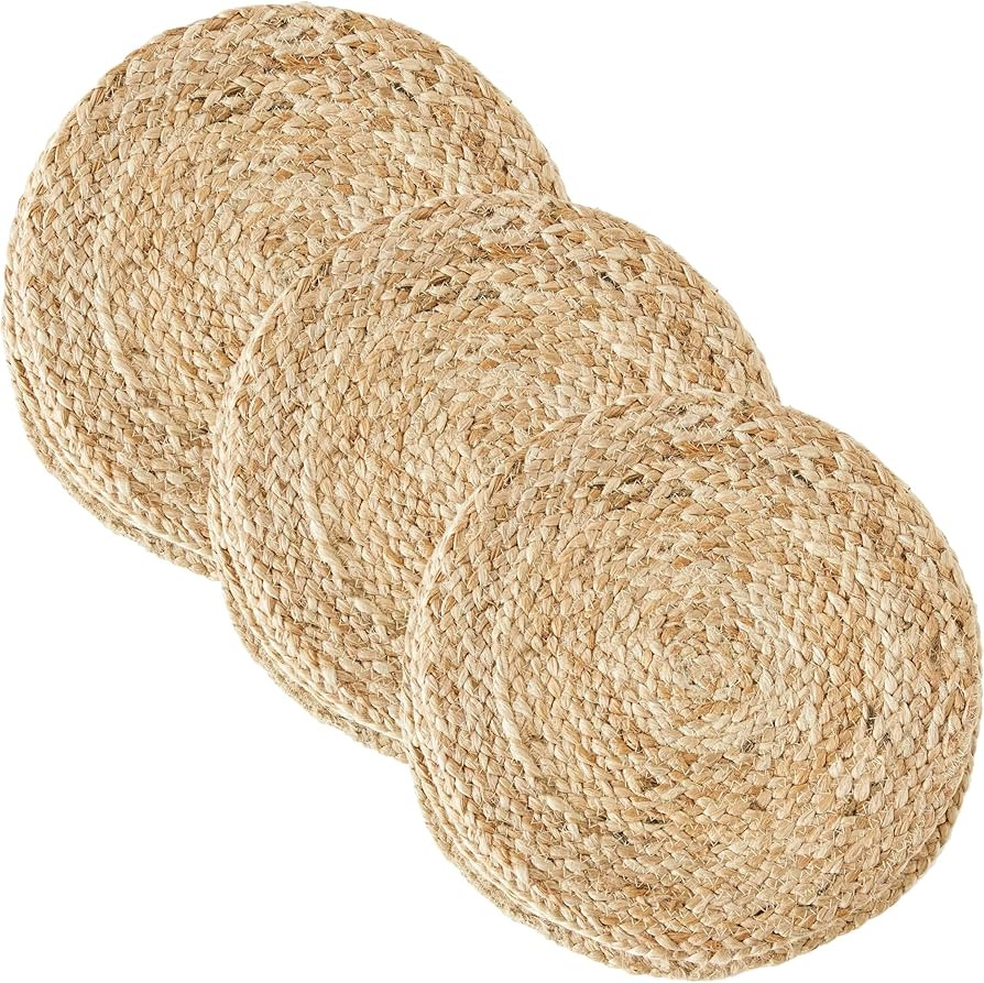 Creative Co-Op Round Jute Woven Placemat 13-Dining/Entertain-Textiles, Brown, Large (Pack of 3) | Amazon (US)