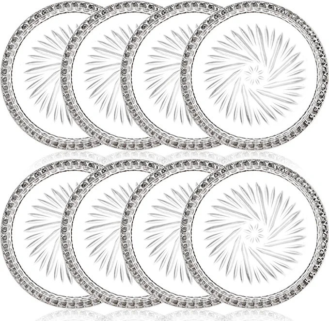 AVLA 8 Pack Crystal Drink Coasters, Glass Round Cup Mat, Clear Decorative Wine Bottle Coasters Ba... | Amazon (US)