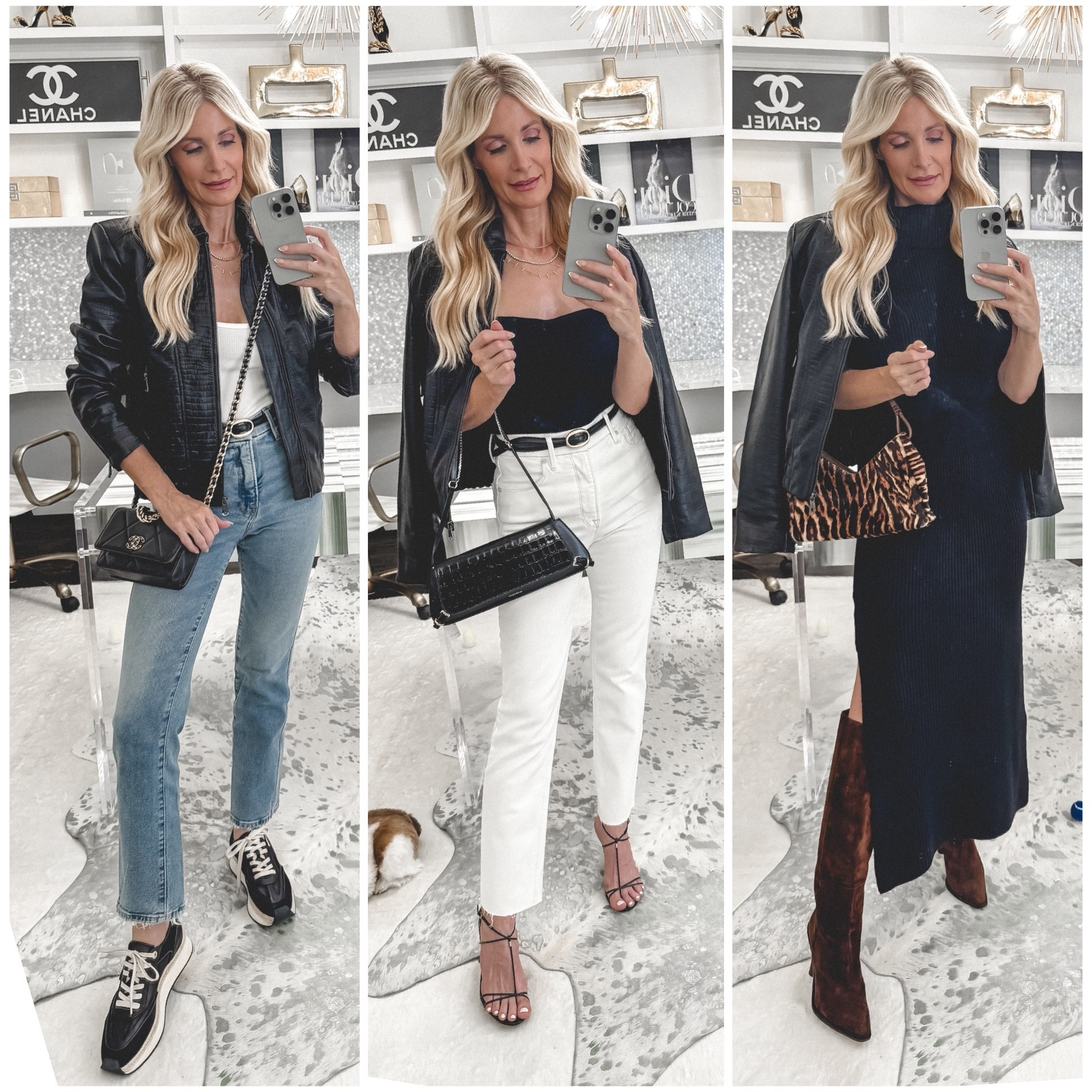 🔥This Croc-Embossed Faux Leather Bomber Jacket is a TOTAL VIBE🔥 — and yes, it's STILL in stock in ALL sizes from the Nordstrom Anniversary Sale!

I styled it 3 chic ways for 3 different occasions, so you can see just how versatile this statement piece really is:

1. Girl’s Night or Date Night:
Paired it with sleek white jeans, a strapless cami, and heels also part of the #NSALE —edgy, elevated, and guaranteed to turn heads.

2. Travel Day Look:
Threw it on over a classic tank, relaxed denim, and black sneakers. Comfortable, cool, and perfect for the airport or road trip chic.

3. Fall Outfit Inspo:
Layered it over a stunning maxi sweater dress (also fully stocked and part of the #Nsale ) and styled with rich chocolate brown suede knee-high boots. Cozy, polished, and SO ready for cooler temps.

This jacket looks WAY more expensive than it is and adds instant polish to any look. Don’t sleep on this one—it will sell out! It runs tts, I’m wearing an XS. 

#nordstromanniversarysale #fallfashion2025 #over40style #fashionover50 #fallstyleinspo #soheatherstyle

#LTKOver40 #LTKStyleTip #LTKSaleAlert