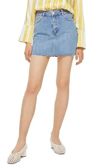Women's Topshop Denim Miniskirt, Size 2 US (fits like 0) - Blue | Nordstrom