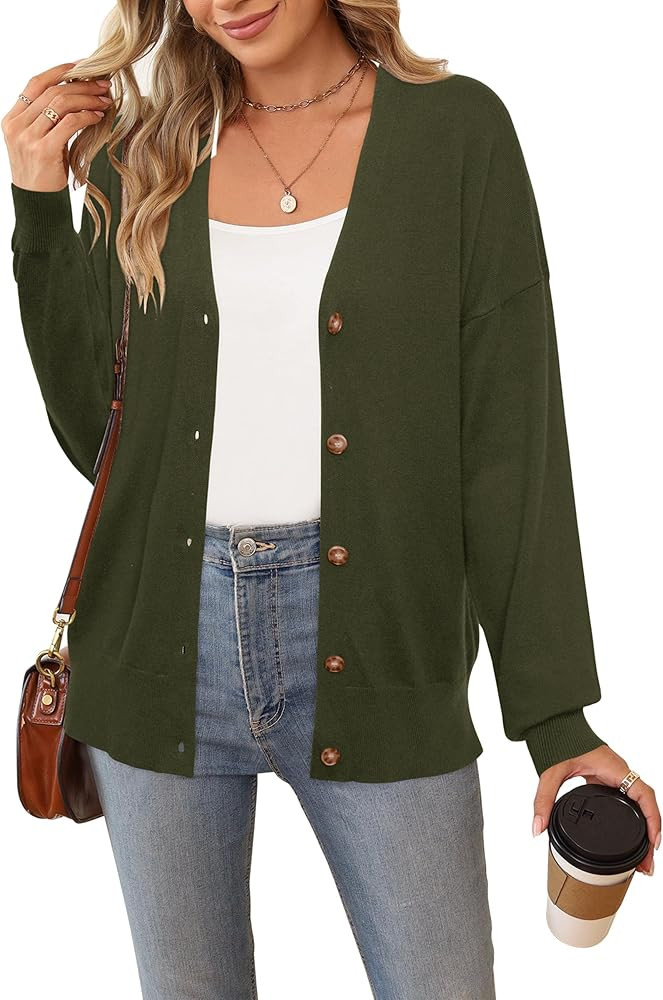 Arach&Cloz 2025 Wool Blended Cardigan Sweaters for Women Spring Fashion Lightweight Button Clothe... | Amazon (US)