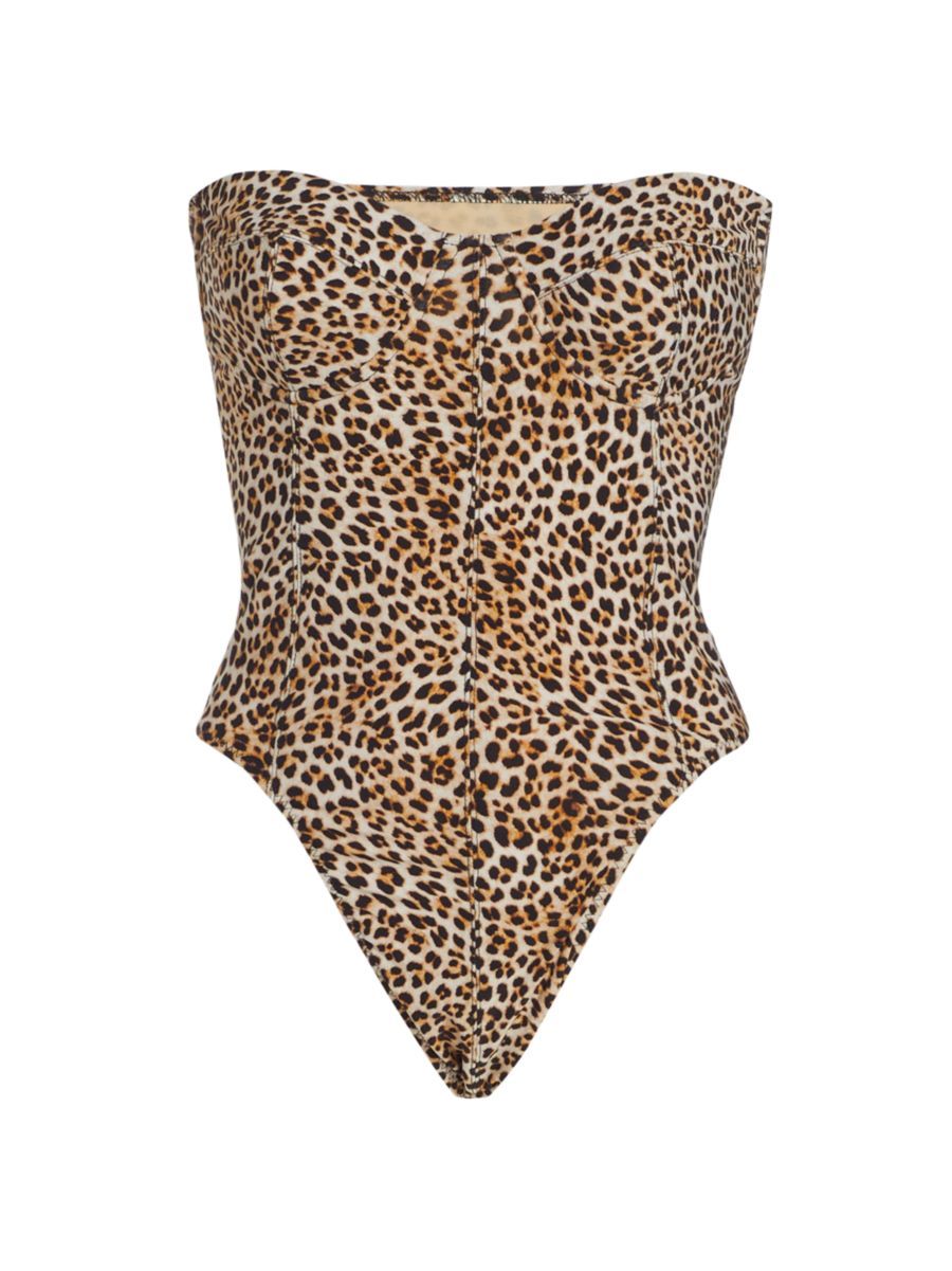 Leopard Strapless One-Piece Swimsuit | Saks Fifth Avenue