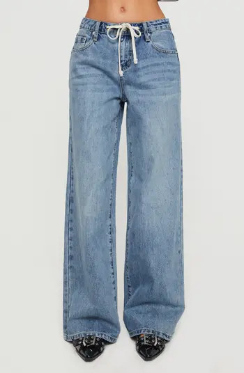 Mellowed Out Drawstring Low Rise Wide Leg Jeans | Nordstrom