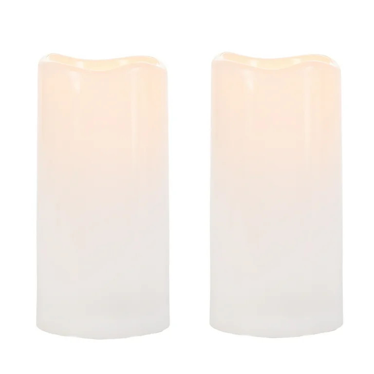 Better Homes & Gardens 6" White Flameless Flicker Outdoor LED Candle 2-Pack | Walmart (US)