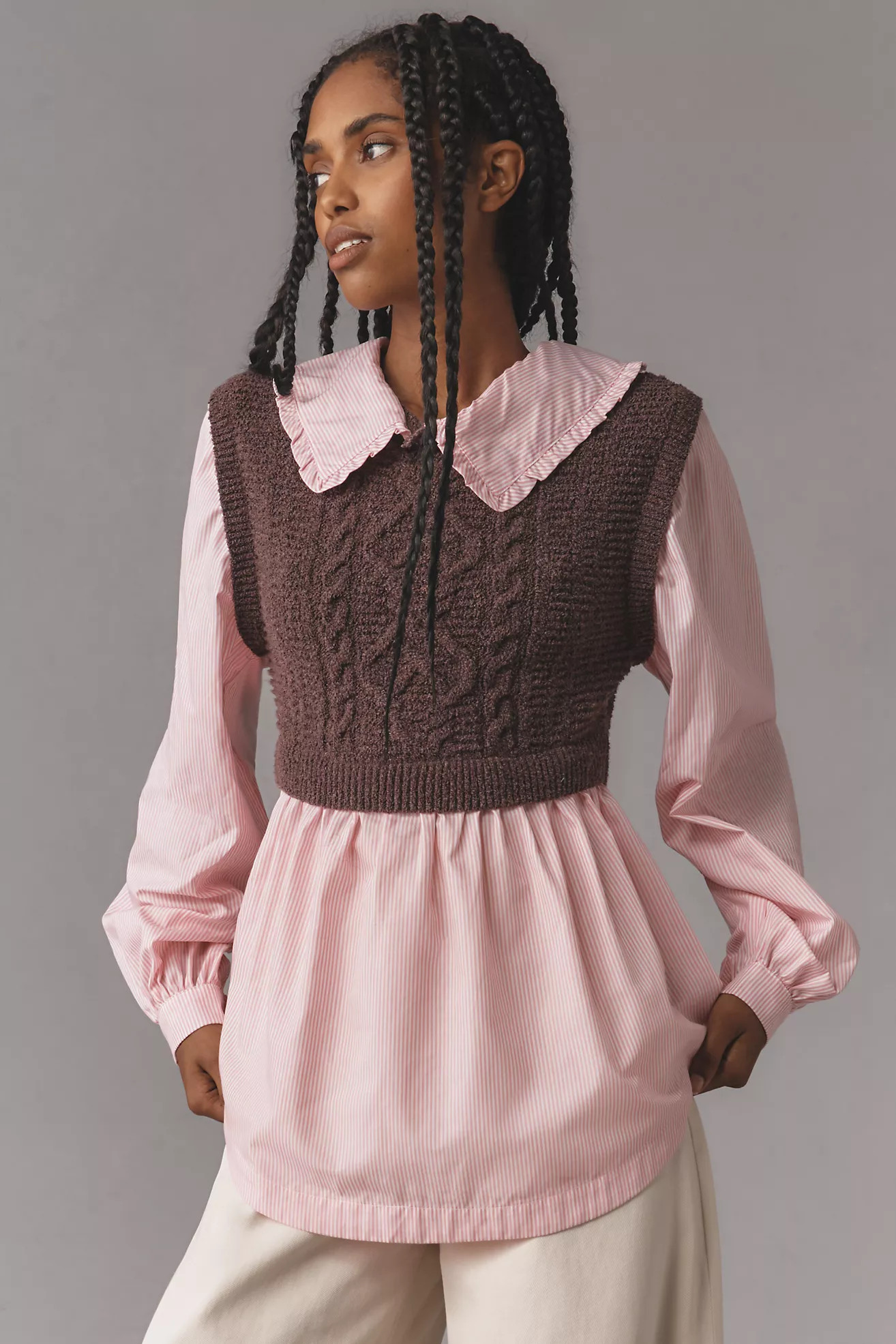Maeve Collared Twofer Layered Sweater Vest | Anthropologie (US)