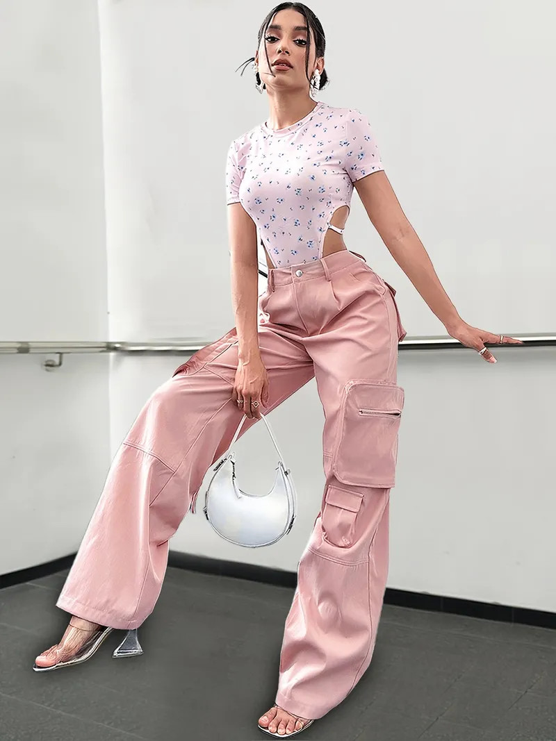 Drawstring Ruched Wide Leg Cargo Pants, Casual Streetwear Pocket Pants, Women's Clothing | Temu Affiliate Program