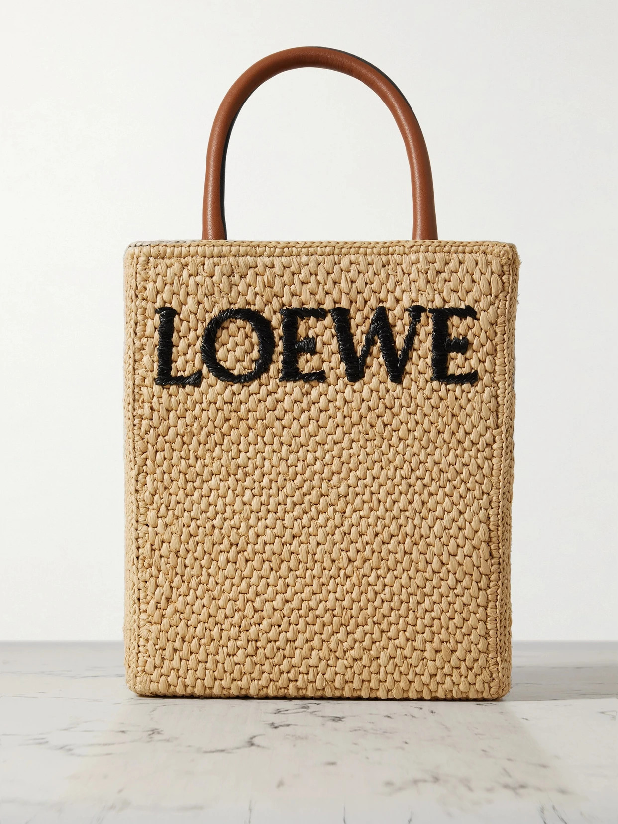 LOEWE - Leather-trimmed Raffia Tote - Neutrals | NET-A-PORTER (US)