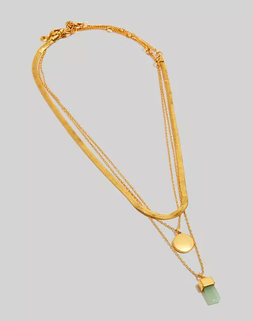 Stone Collection Three-Piece Aventurine Pendant Necklace Set | Madewell