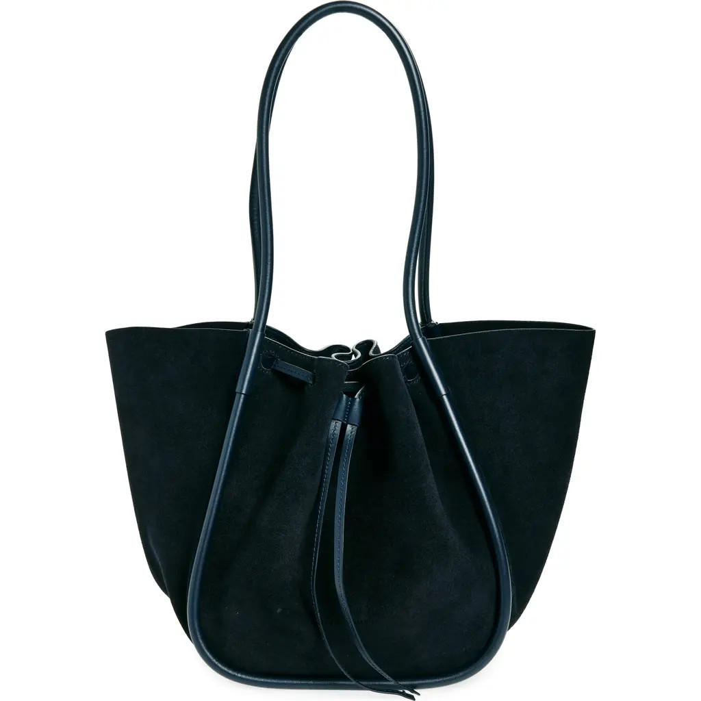 Proenza Schouler Large Ruched Suede Tote in Deep Navy at Nordstrom | Nordstrom