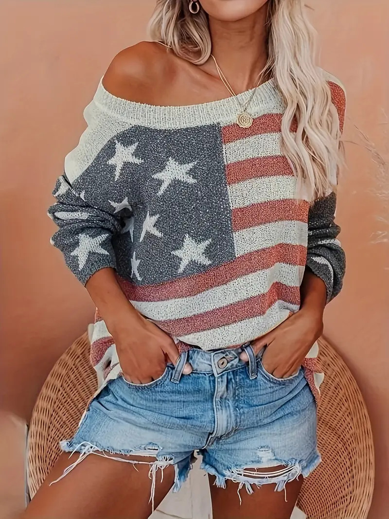 American Flag Pattern Pullover Sweater Casual Crew Neck Long - Temu | Temu Affiliate Program