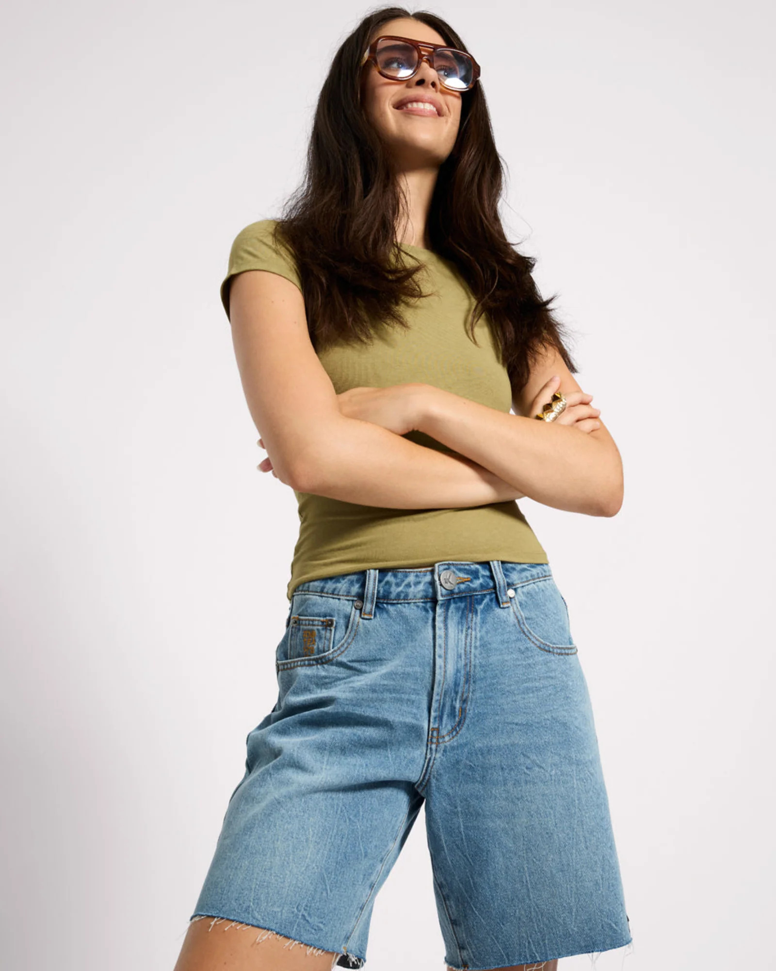 Jacksons Mid Waist Wide Leg Denim Shorts - Blue Crush | One Teaspoon | OneTeaspoon