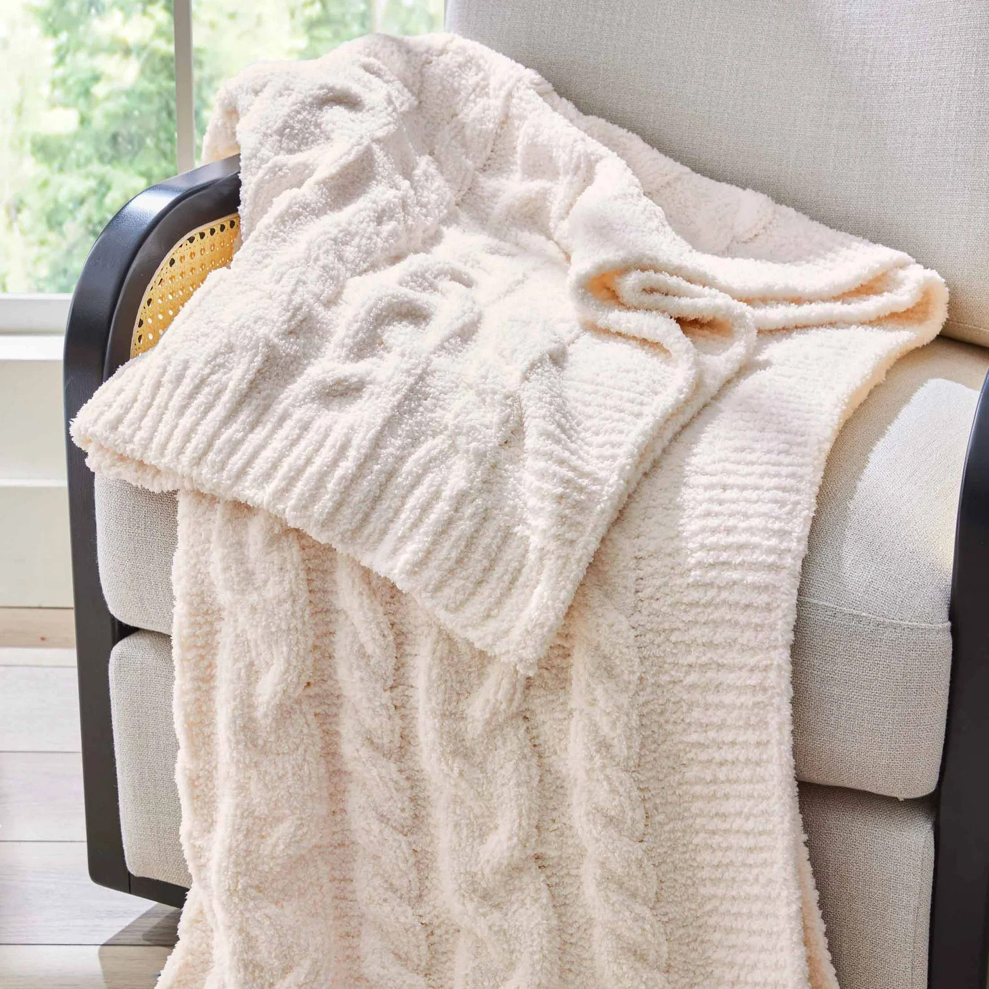 Better Homes & Gardens Vanilla Cable Cozy Knit Oversize Soft Warm Couch Throw Blanket, Vanilla | Walmart (US)