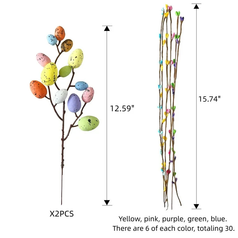 Easter Decoration Artificial Eggs Spray Vine with Pastel Decorative Egg Berries Spring Floral Ste... | Walmart (US)
