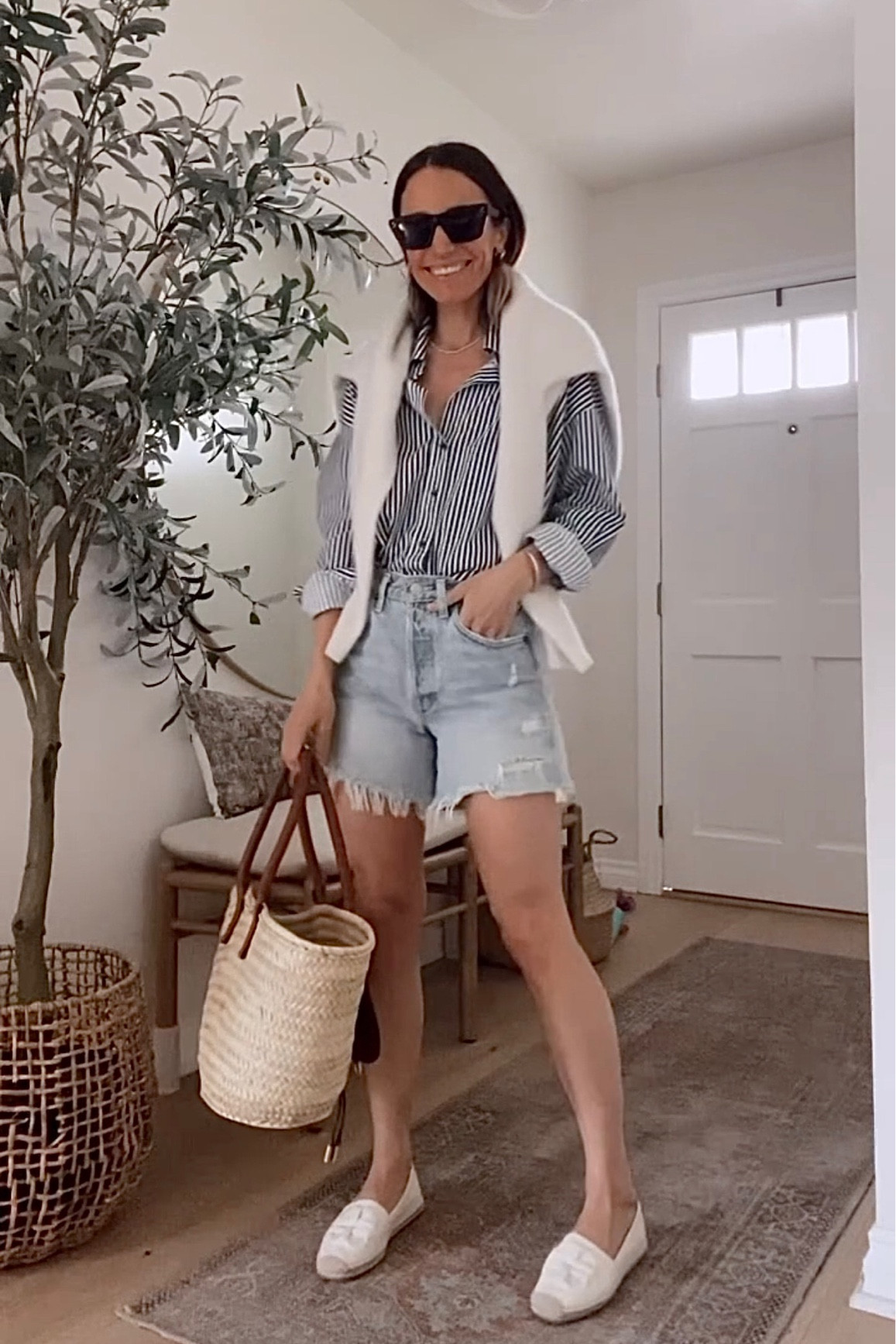 Spring essentials- oversized striped button down and cut-offs 


#LTKstyletip