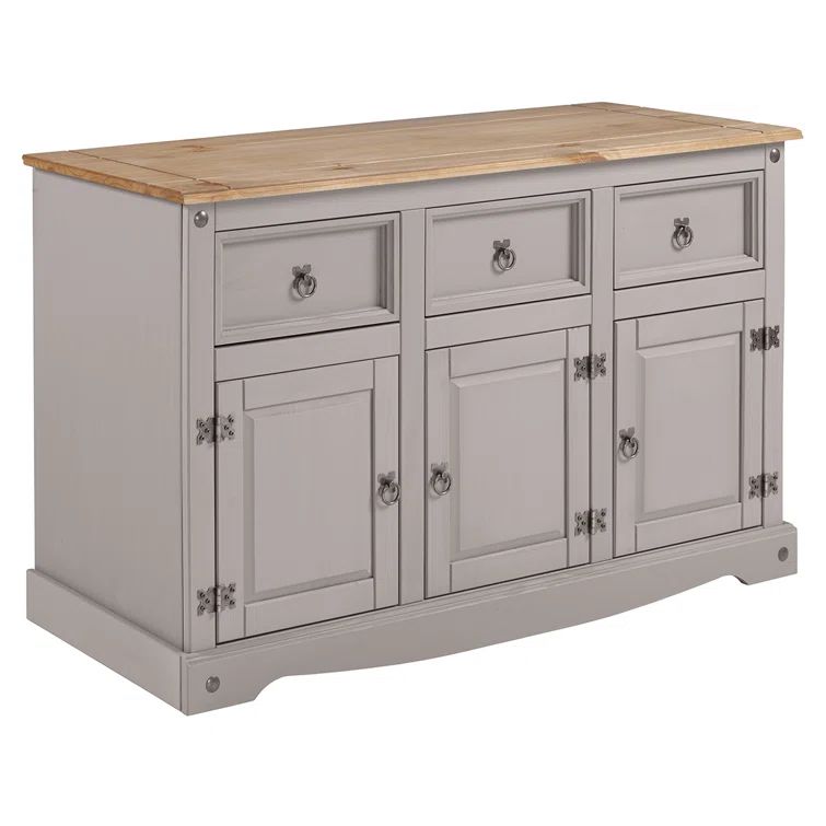 Mehta 49.25'' Wide 3 Drawer Pine Solid Wood Sideboard | Wayfair North America