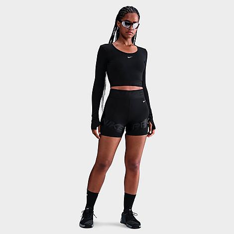 Nike Women's Pro Sculpt Dri-FIT High-Waisted 5" Biker Shorts in Black/Anthracite/White Size: Large | Finish Line (US)