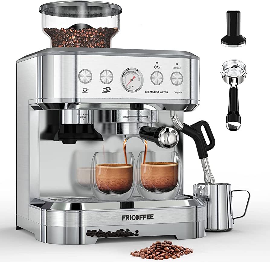 Fricoffee Espresso Machine with Grinder Espresso Maker Stainless Steel with Milk Frother Cappucci... | Amazon (US)