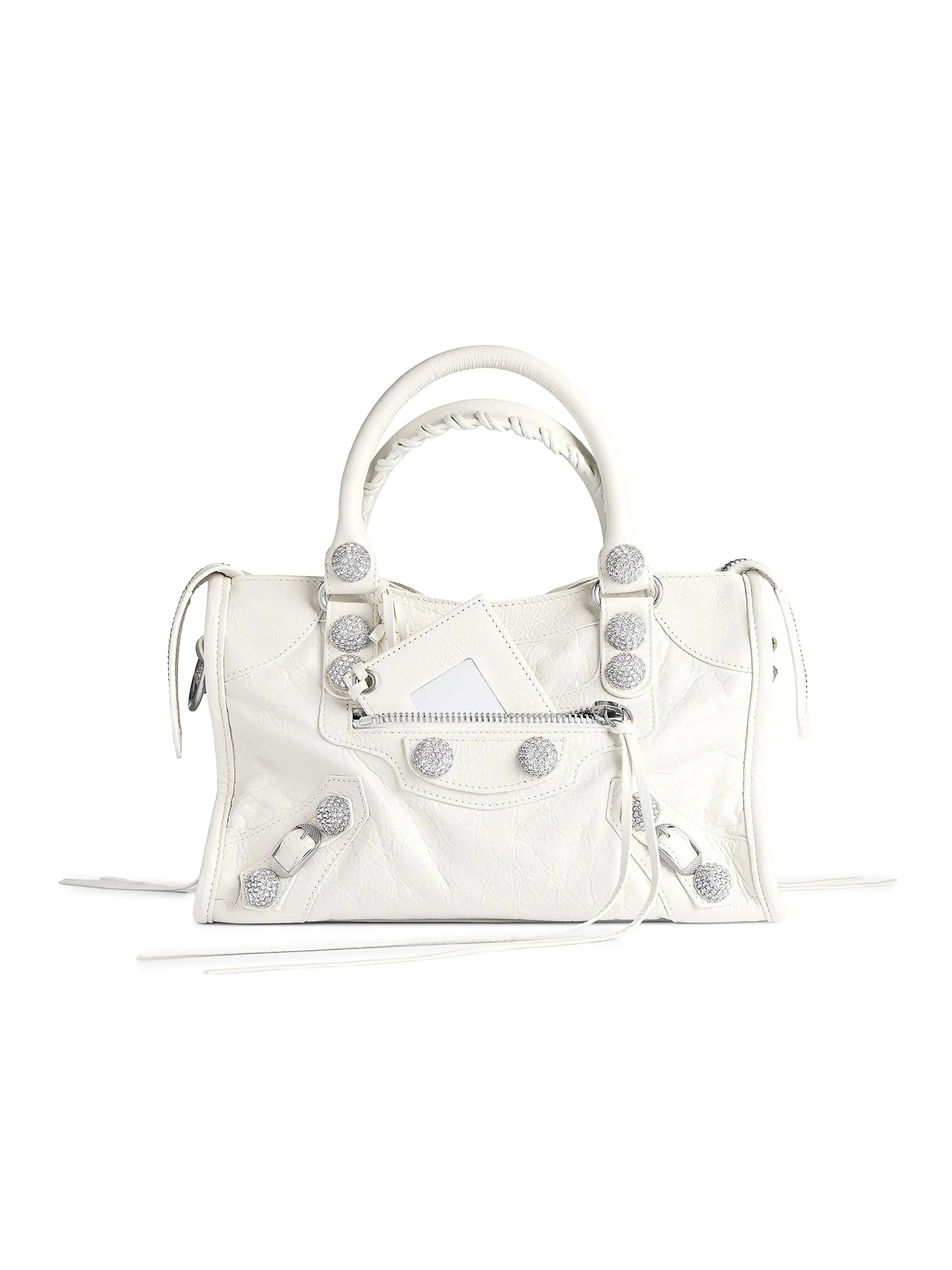 Balenciaga Le City Small Giant Studs Top Handle Bag with Rhinestones | Saks Fifth Avenue | Saks Fifth Avenue
