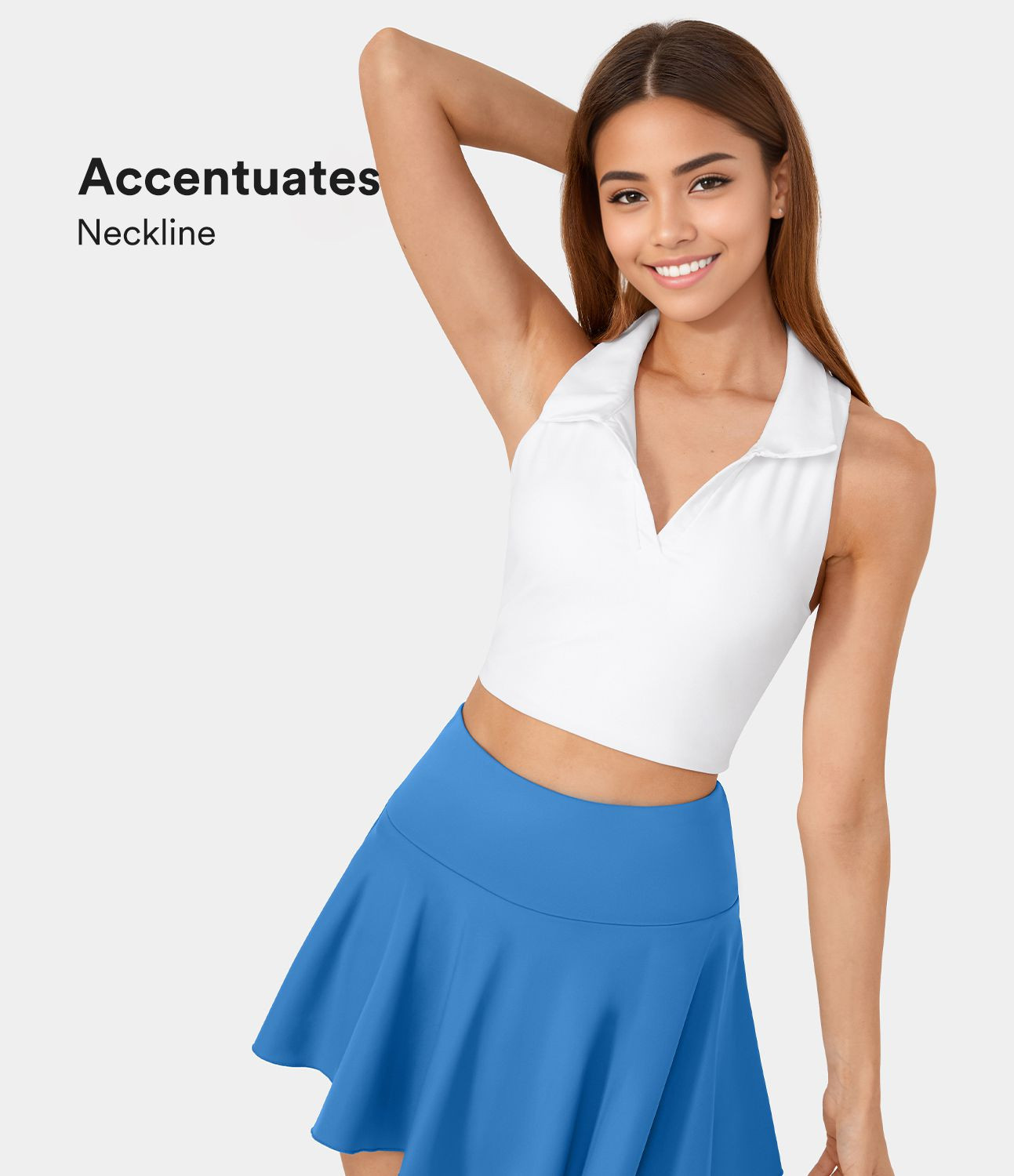 Women’s Softlyzero™ Airy Collared Racerback Cool Touch Cropped Tennis Tank Top-UPF50+ - Halar... | HALARA