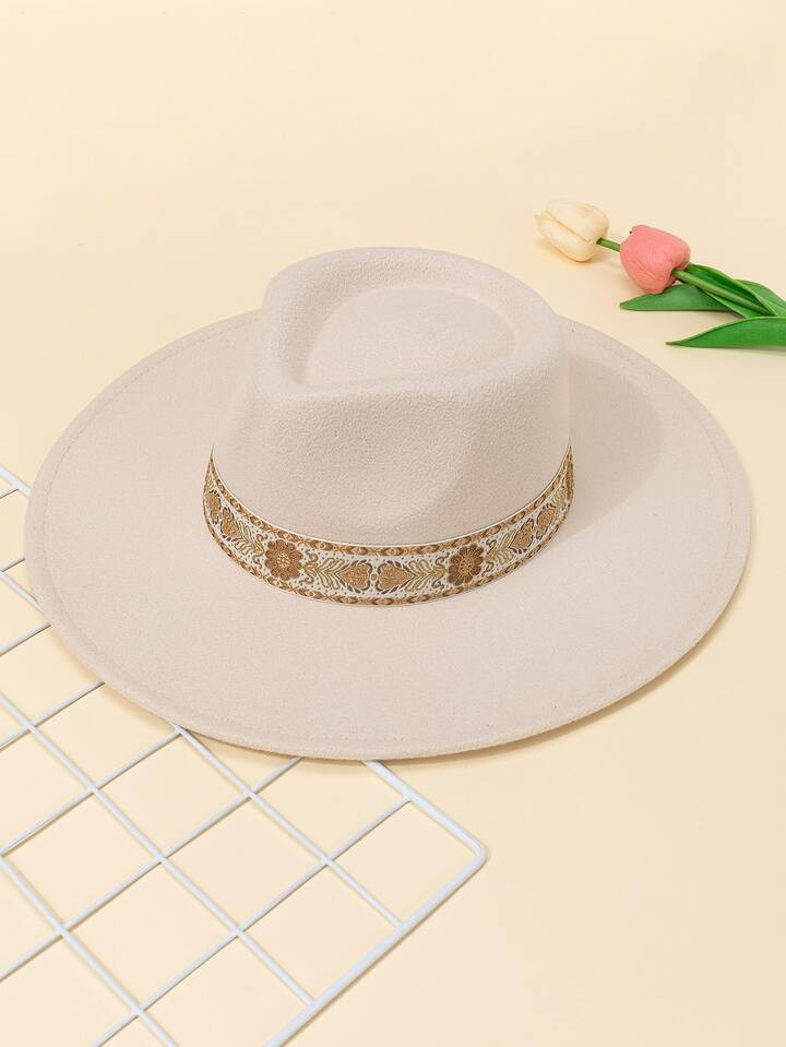 Fedora Hut mit geometrischem Muster, Band, Dekor | SHEIN